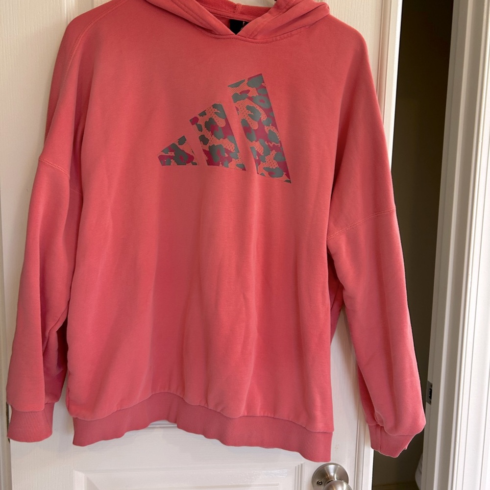 Coral Adidas leopard print hoodie size m #leopardprint